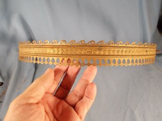 Victorian Circles Pattern Hanging Oil Lamp Cutout Brass Prism Shade Band 14in