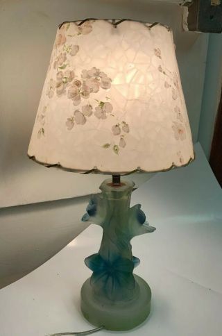 Vintage Satin Glass Painted Flower Lamp Oldie Old Shade
