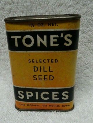 Tones Dill Seed Spice Black And Orange Spice Tin 1 1/2 Ounces