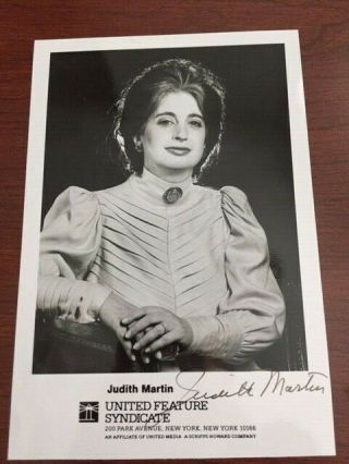 Judith Martin Signed Photo By Miss Manners Etiquette Expert