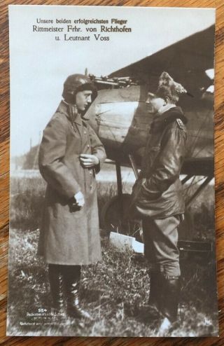 Wwi Sanke Postcard 554 Of Voss Richthofen Rare Jasta 11 Fokker Ace Rfc