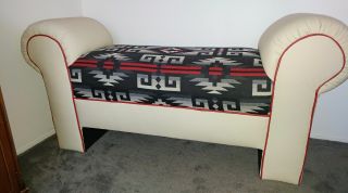 Leather Bench W/pendleton Fabric. ,  Nativeam.  Made.
