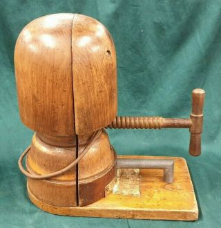 Antique Wooden Hat Stretcher Adjustable Block Vintage Millinery Shop Display 035