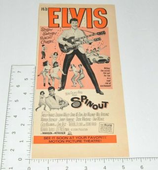 Elvis Presley Movie Promo Spinout Mgm Coming Soon Swingin 1966 Vtg Print Ad