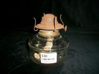 Vintage Clear Glass Kerosene Oil Lamp Base With Eagle Burner & Wick 13 H 10.  5cmw