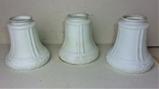 Set Of 3 Vintage Milk Glass Art Nouveau Lamp Light Shade 2 1/4 " Fitter 5 " Tall
