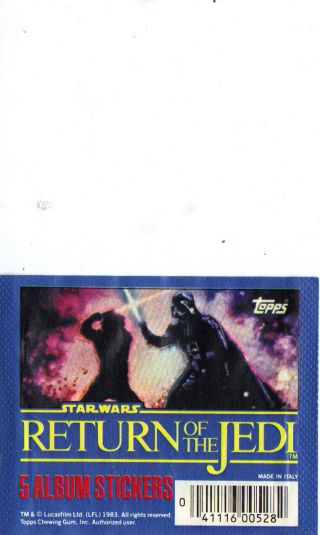 1983 Topps Return Of The Jedi 180 Sticker Set With Factory Wrapper