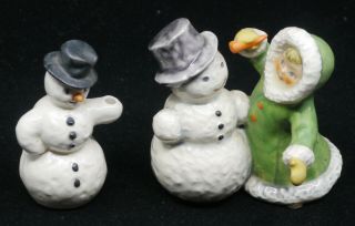 Vintage Goebel W.  Germany Porcelain Figurines,  Girl & Snowmen,  Christmas 11705