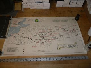 1945 Vintage Ww2 87th Infantry Map France To Germany Golden Acorn