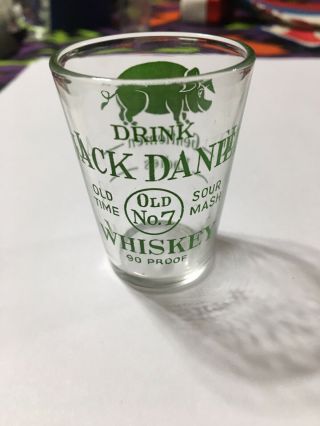 Jack Daniels (daniel) Green Label Old No 7 Pig Whiskey Vintage Shot Glass