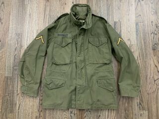 Vintage Vietnam Era M - 65 Field Jacket Small Short Og - 107 Green Named Badged Army