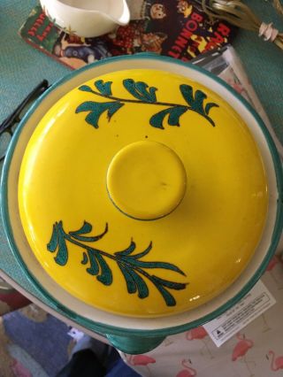 Vintage Rumtopf Yellow Midcentury Pottery Jar With Lid 2