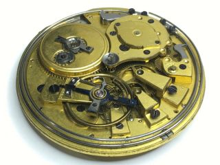 ANTIQUE QUARTER REPEATER POCKET WATCH MOVEMENT WITH BREGUET PARACHUTE SYSTEM. 2