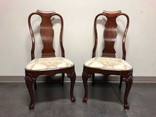 Solid Mahogany Queen Anne Dining Side Chairs - Pair 1