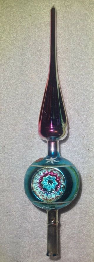 Vtg West Germany Mercury Glass Christmas Tree Topper Ornament Double Indent