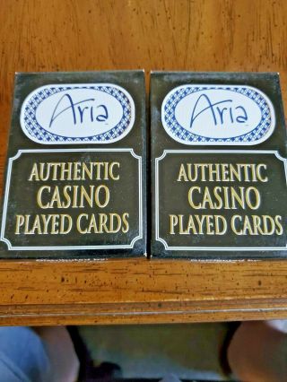 2 Decks Aria Casino Las Vegas Blue Playing Cards.
