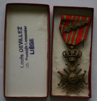Wwi Belgian Croix De Guerre War Cross Bravery Medal With Bronze Palm On Ribbon