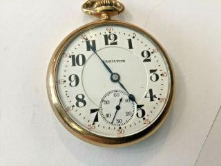 Antique Hamilton Railroad Pocket Watch 21 Jewels Gold Filled Case - 1921