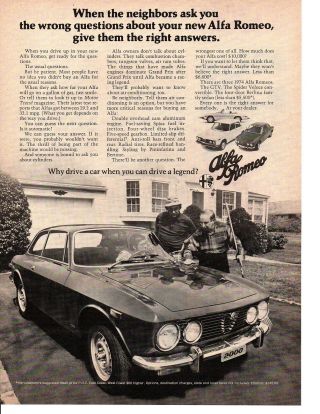 1974 Alfa Romeo Gtv Print Ad
