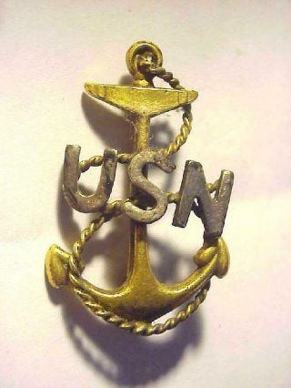 Wwi Us Navy Chief Petty Officer Cap Badge Pin - Back Open Face " C " Catch