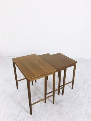 Set Of 3 Mid Century Nesting Tables In Walnut By Opal Mobel,  Germany,  1960