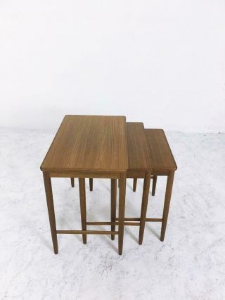 Set of 3 Mid Century Nesting Tables in Walnut by Opal Mobel,  Germany,  1960 2