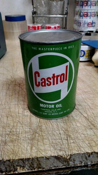 Vintage 1 Quart Castrol Motor Oil Can Full (h)