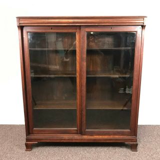 Small Antique Mahogany Glass Front Bookcase