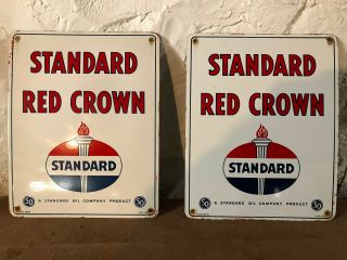 Two Standard Oil Company Porcelain Vintage Oil Signs - Set Of 2