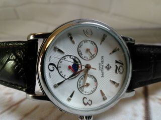 Patek Philippe & Co Geneve Leather Wrist Watch Chronometer,  39701w 586 Swiss