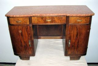 French Art Deco Rosewood And Marble Top Desk