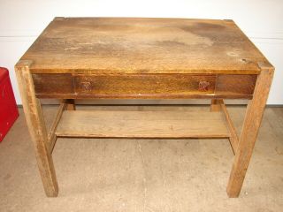 Antique Oak Mission Library Table Desk Cadillac Cabinet Co.  Detroit,  Mi 1908