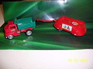 Hallmark Ornaments 2000 Tonka Dump Truck,  2002 1937 Mickey Mouse Coaster Wagon