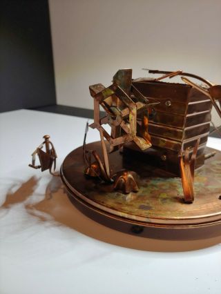 Collectible Vintage Copper Tin Music Box Wind Up Moving Canoe