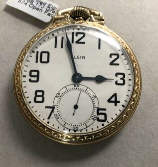 Elgin Watch Co.  16s 17j Grade 574 Open Faced Gold Filled Pocket Watch