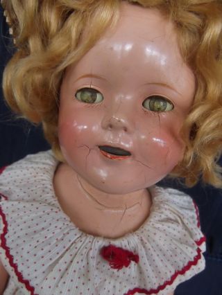 Vtg 30s/40s Shirley Temple Composition Doll With Bonnet 16 "