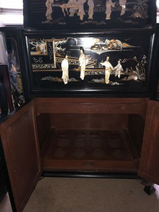 Oriental black lacquer bar cabinet 3