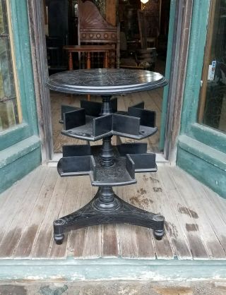 Victorian Ebonized Revolving Stand With Book Shelves