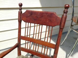 Antique Victorian CHILD ' S Wood ROCKER Rocking Orig Mohair Seat CHAIR Old Patina 3