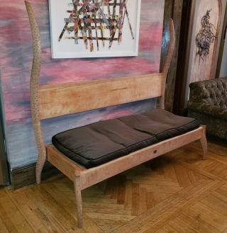 Dialogica Custom Made Carved Wood Bench