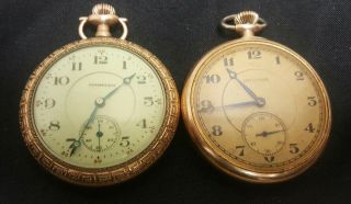 Vintage Hampden & Hallmark Gold Filled Pocket Watches For Repair/ Parts