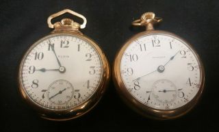 Vintage Waltham & Elgin Gold Filled Pocket Watches For Repair/ Parts