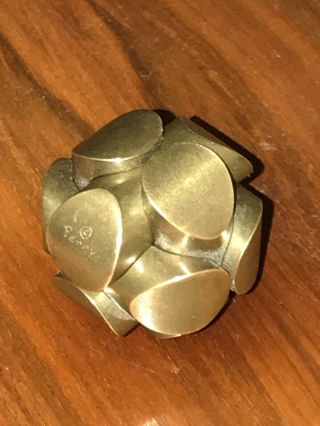 Vintage 1980’s Post Modern Charles O.  Perry Brass Puzzle Ball Sculpture Moma