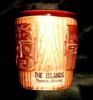 Rare Vintage 1965 The Islands Tiki Mug 3 Face Phoenix Arizona Bar Hawaiian