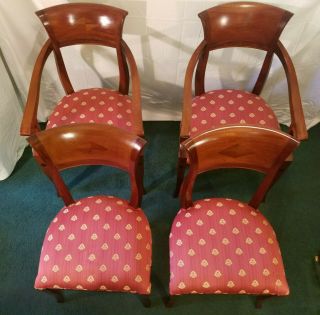 Set Of 4 Solid Biedermeier Style Rosewood Dining Chairs With Inlays
