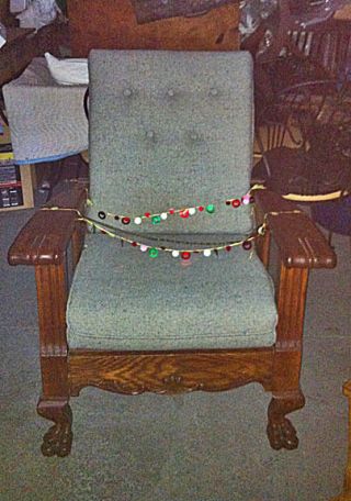 Classic Antique Dark Oak Lions Footed Quarter Sawn Morris Chair
