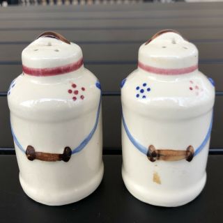 Vintage Shawnee Pottery Milk Jug Pail Salt Pepper Shakers