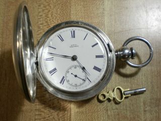 Large 1885 18s Waltham Ps Bartlett Silver Hunter Keywind Pocket Watch 15jewels