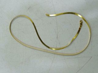 Vintage 14k Solid Yellow Gold Herringbone Necklace Chain 18 " Long 2.  6g Italy
