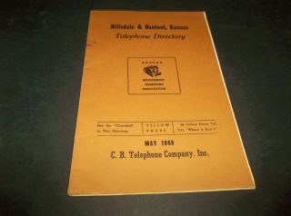 Vtg 1969 Hillsdale & Rantoul Ks C.  B.  Telephone Co Directory Book W/ Gr8 Local Ads